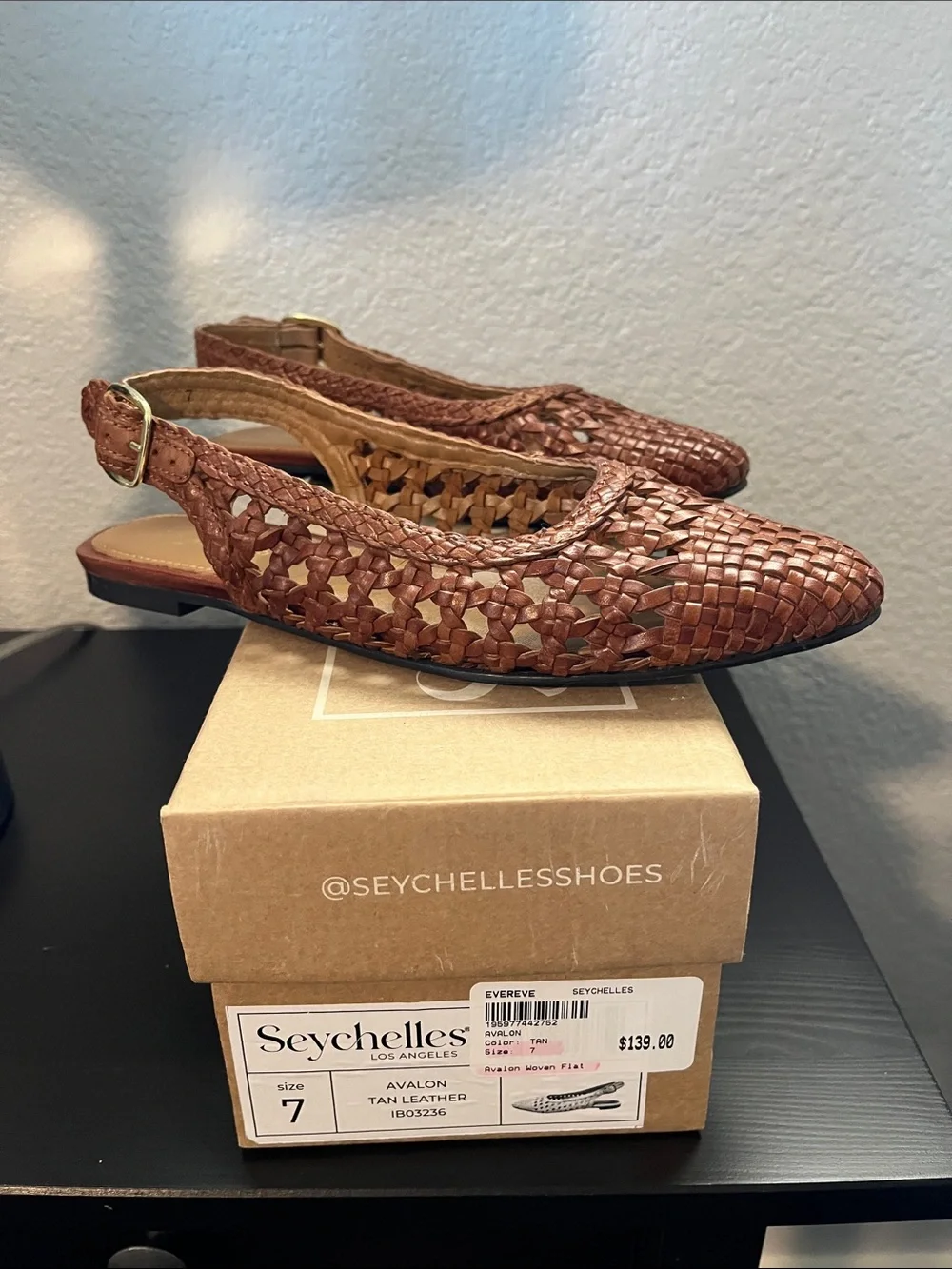Seychelles Woven Slingback Flats in Tan Brown - Picture 1 of 3